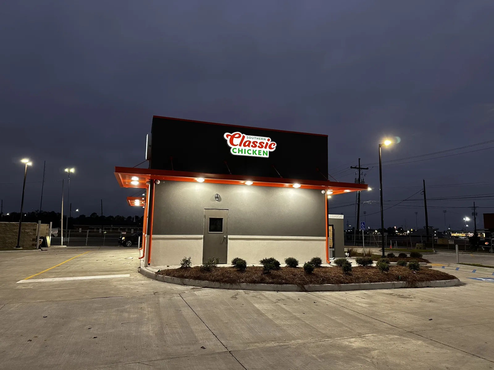 Concrete slab with curbing