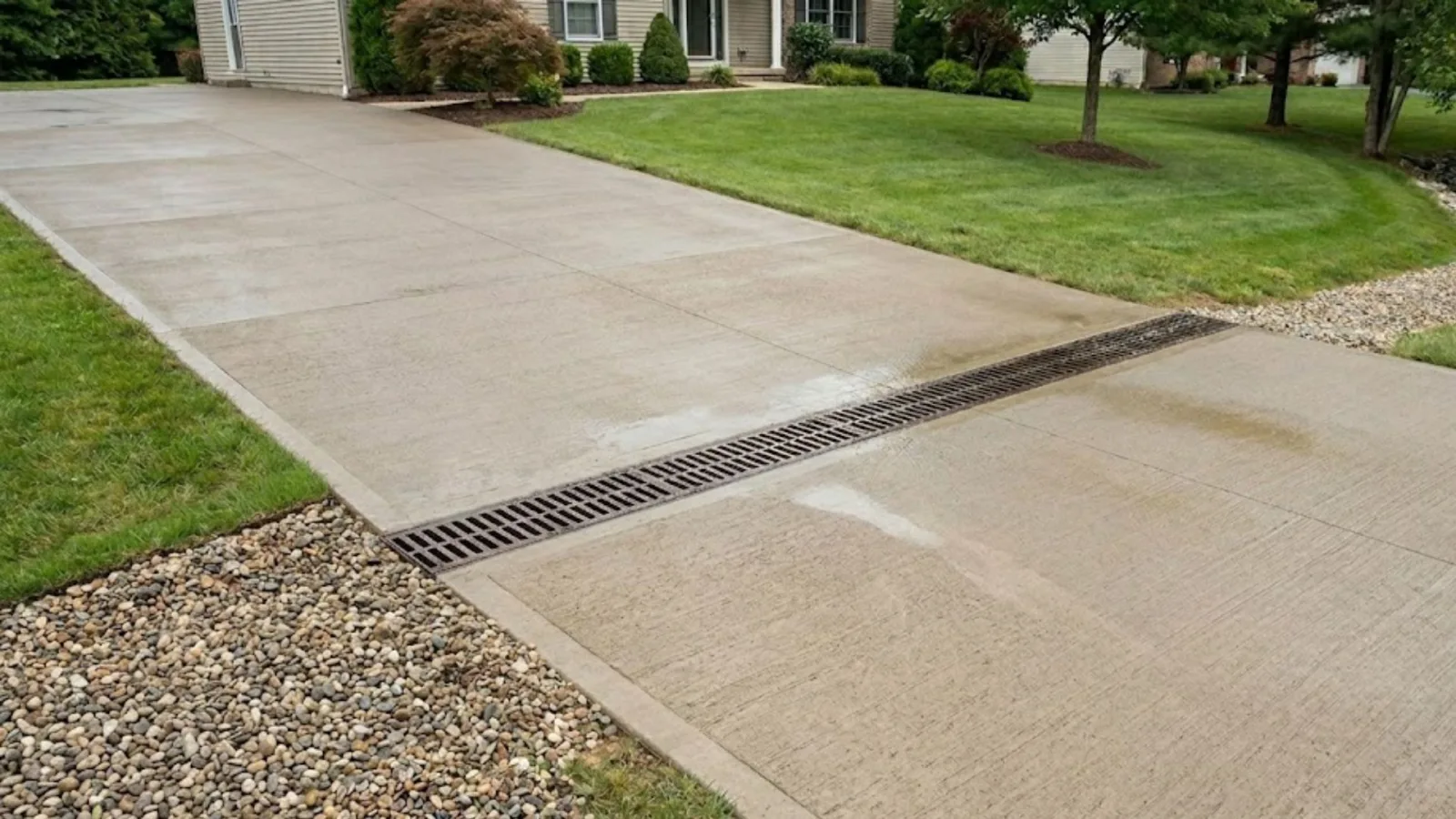 drain installed in a driveway